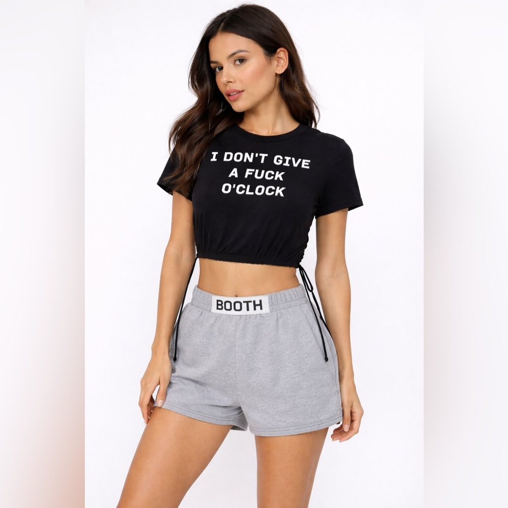 Black Graphic Tee with White Text